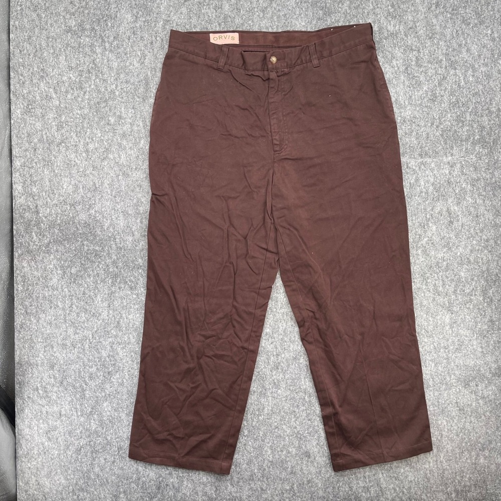Orvis Chino Pants Mens 36 Brown Straight Leg Cotton Twill Trousers Vintage New